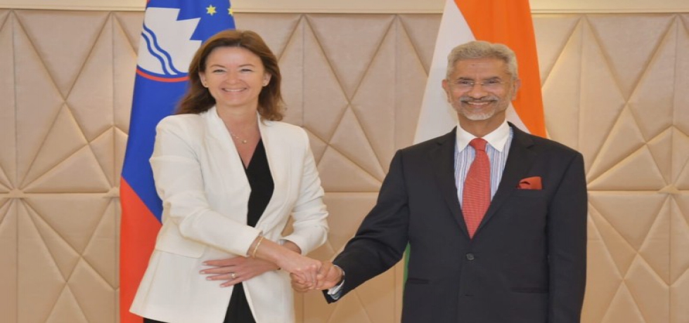 External Affairs Minister Dr S. Jaishankar met H. E. Tanja Fajon, Minister of Foreign and European Affairs of the Republic of Slovenia, on the sidelines of Raisina Dialogue 2023 in New Delhi